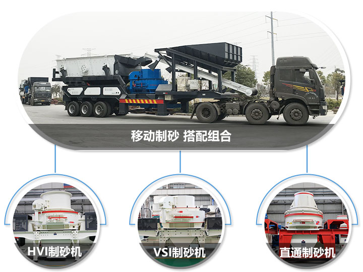移動破碎站可搭配的制砂機(jī)，HVI制砂機(jī)，VSI制砂機(jī)，直通沖擊式制砂機(jī)