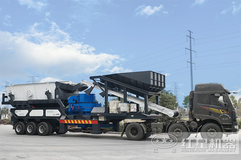 輪胎式移動車載打砂機(jī)，車頭拉著走，輕松上路安裝便捷
